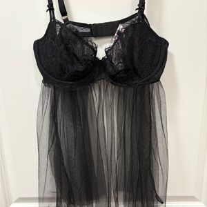 Victoria's Secret Black Lace Sheer Chemise